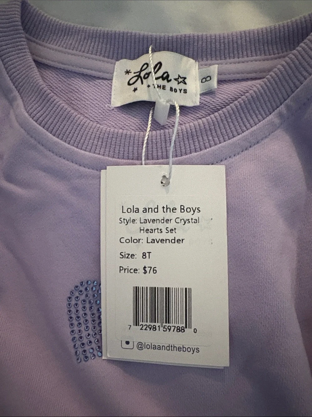 Lola + The Boys Lavender Heart Set with Pink, Green, Yellow Hearts